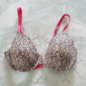 Printed cotton bra with fuschia straps